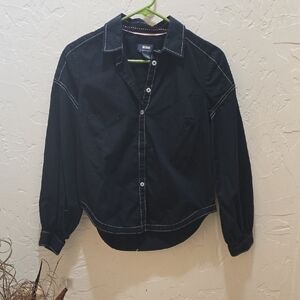 Anthropologie Maeve Black Top with White Accents